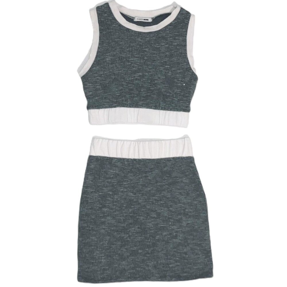 Womens Gray Fashion Nova Mini Skirt Set Size XS